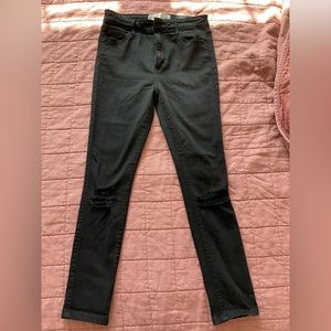 A&F black destroyed super skinny high rise